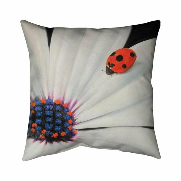 Fondo 20 x 20 in. White Daisy & Ladybug-Double Sided Print Indoor Pillow FO2794636